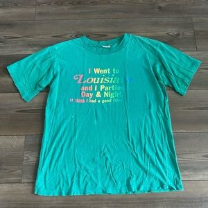 Vintage 80s Louisiana Party Puff Print Super Faded Tee Shirt